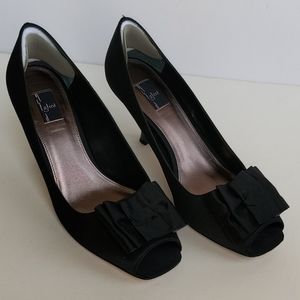 Glint Black Satin Heels